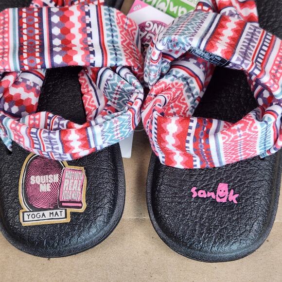 Sanuk Yoga Sling 2 Prints Sandals Women’s SZ 8 Multi-Color Geometric Comfort NEW - Picture 5 of 12